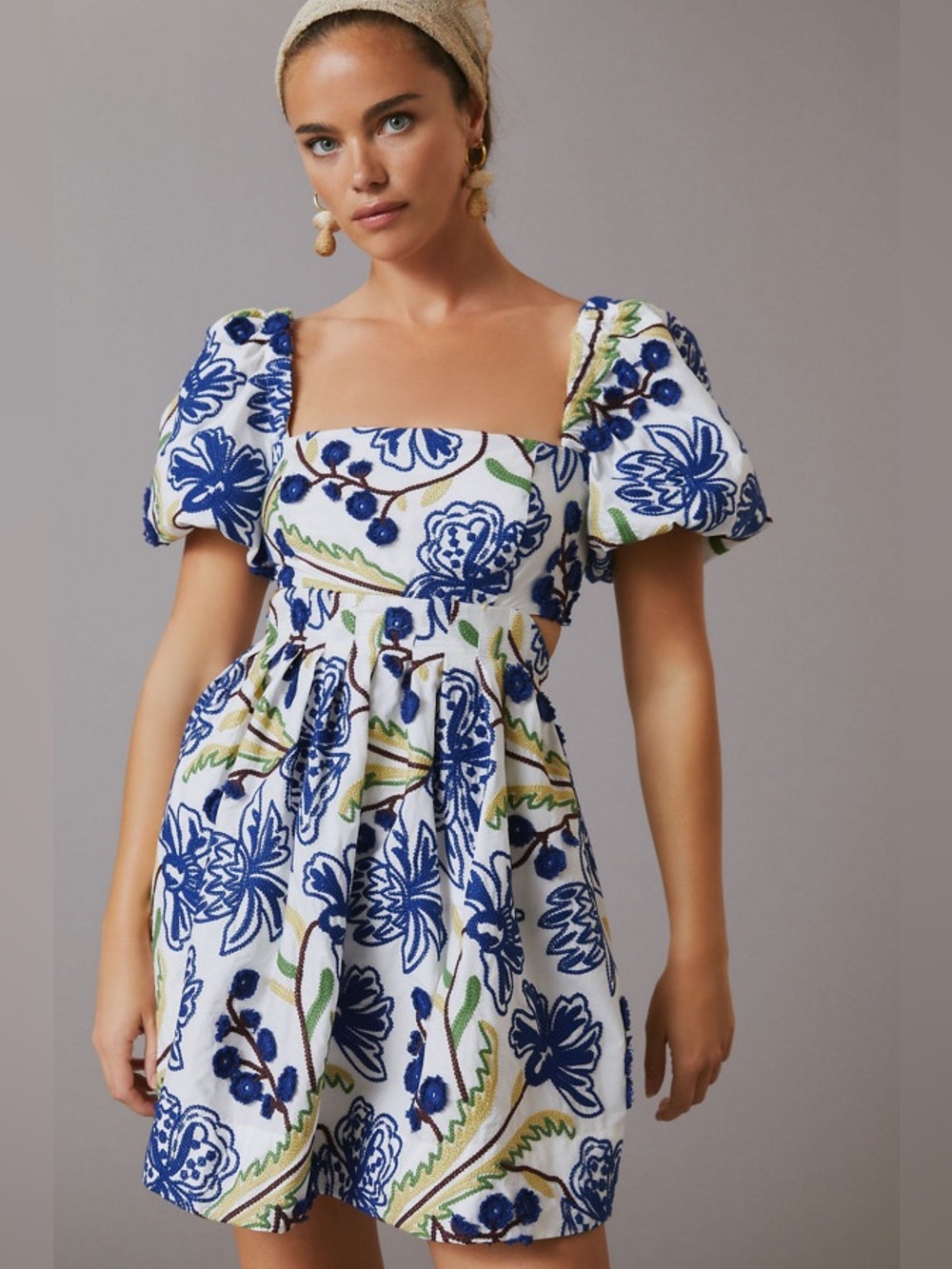 Anthropologie Puff-Sleeve Babydoll Mini Dress Size Large - C11-693